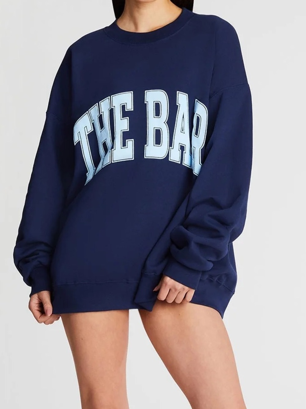 NWT THE BAR XXXL 3XL Oversized Crewneck Sweatshirt Navy Blue Baby Blue Sweater - Picture 4 of 12